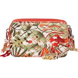 Brentano Cotton Quilted Double-Zier Crossbody Wallet Purse And Clutch B)